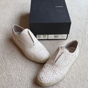 Vince  Nelson White Python Sneakers